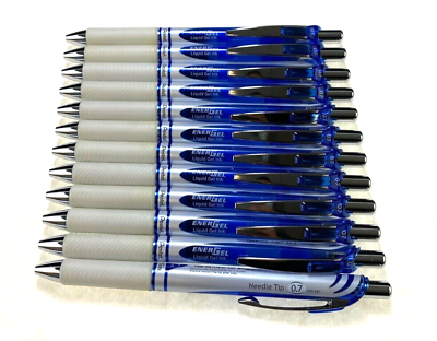 #ad Pentel EnerGel Pearl Gel Pens Blue Ink Dozen BLN77PW C 12 Units New $10.99