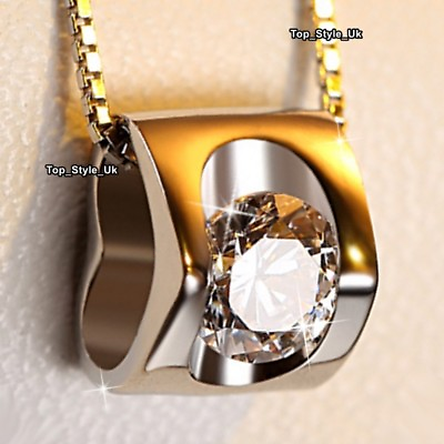 925 Sterling Silver Diamond Necklace Women Gifts for Wife Girlfriend Girls J272 GBP 7.95