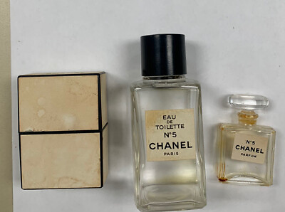 Antique Vintage Empty NO 5 Chanel Perfume set of 2 Bottles 1 Box FREE SHIPPING $39.00