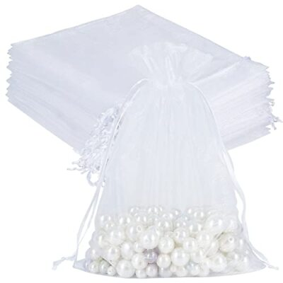 HRX Package 100pcs Sheer Organza Bags White 6 x 9 inches Christmas Wedding Sh... $21.09