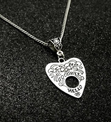 #ad Silver Ouija Board Planchette Charm Pendant On A Silver Necklace Chain $9.00