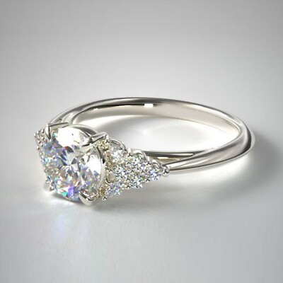 #ad 14k White Gold Band Certified Real Diamond Ring GIA IGI Round 0.74 Ct Size 5 6 7 $1695.72