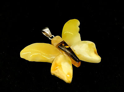 #ad AMBER PENDANT Gift BUTTERFLY Baltic Amber Bead Ladies Kids Children 34g 16713 $48.97