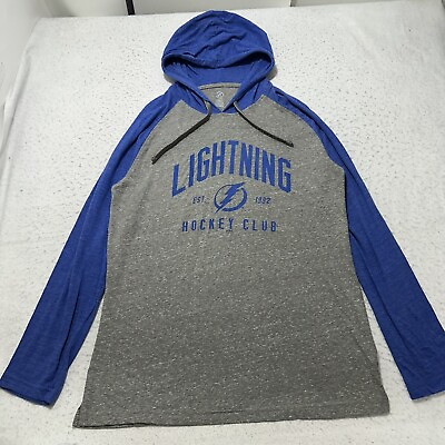 #ad NHL Tampa Bay Lightning Men#x27;s Large Lightweight Hoodie Hockey Club Pullover Gray $17.99