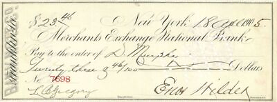 #ad Merchants Exchange National Bank 1905 dated Check Most Likely at 55 Wall Str $49.00