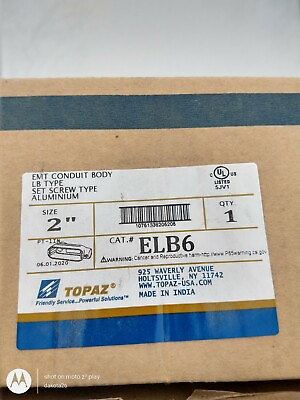 #ad BRAND NEW 2quot; Type LB Set Screw DIecast Aluminum Conduit Body by Topaz #ELB6 $22.00