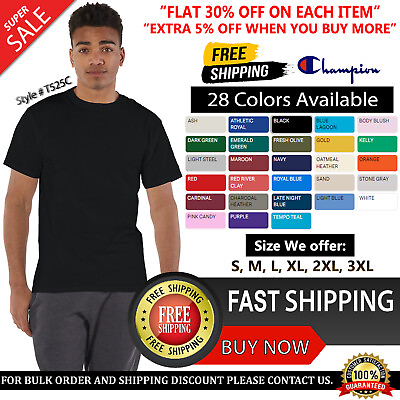 #ad #ad Champion Mens Crew Neck T Shirt Short Sleeve T Shirt T525C S M L XL 2XL 3XL $10.59