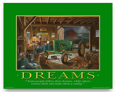 #ad John Deere Tractor Motivational Poster Art Print Vintage Farm Toys Wall Decor $9.95