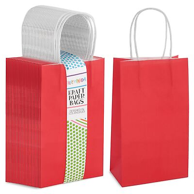 #ad #ad 25 Pack Red Gift Bags with Handles Small Paper Treat Bags 5.3x3.2x9 In $15.29