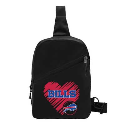 #ad Love Style Black Chest Package Folding Cross body Buffalo Bills Chest Bag $15.99