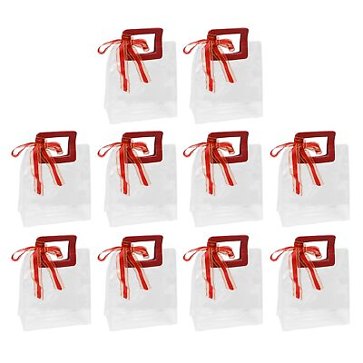 #ad Dnyta 10 Pcs Clear Gift Bag with Red Handle PVC Gift Bags Heavy Duty Transpar... $18.66