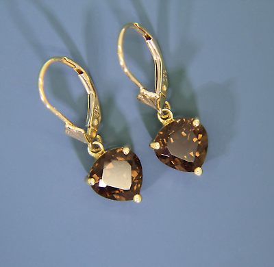 #ad 9ct Gold Smoky Quartz Drop Earrings GBP 191.25