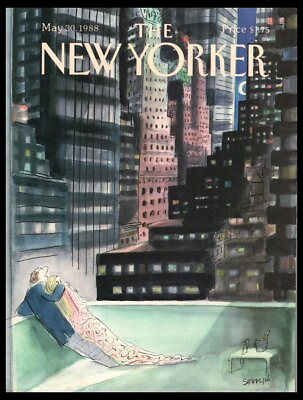 #ad New Yorker magazine COVER ONLY May 30 1988 Sempe art Rooftop date night $9.95