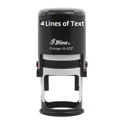 #ad Shiny R532D Round Date Stamp Self Inking 4 Lines of CustomText $22.25