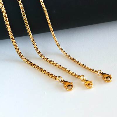 #ad Gold Stainless Steel Box Chain Necklace Chains for Jewelry Making Ready to Wear $12.75