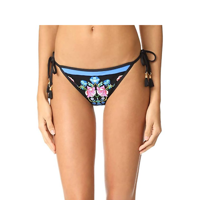 #ad New Nanette Lepore Blue Floral Bikini Bottom Medium Damask Tassel String $28.99