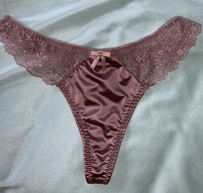 #ad Shiny SOFT Second Satin Chiffon Thong Bikini Panties L 7 Satin Bow Panty $16.00