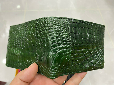 #ad Genuine Alligator Crocodile Leather Skin Men#x27;s Money Clip Bifold Wallet Green $39.00