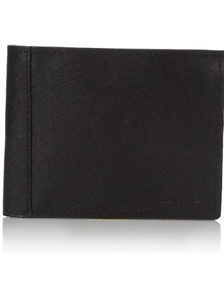 Calvin Klein Men#x27;s Black Leather Bi Fold Wallet RFID Protection w CK Gift Box $42.00