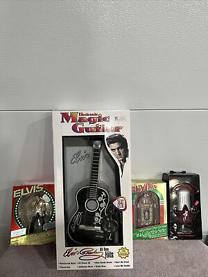 #ad Elvis Presley LOT Electric Magic Toy Guitar amp; Christmas Plays All Time Hits NICE $48.50