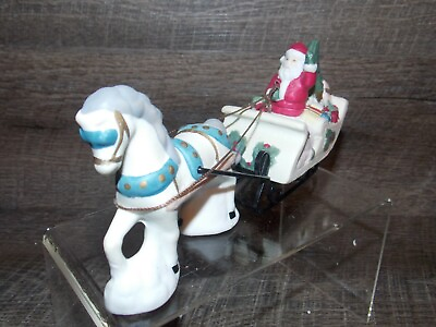 #ad Trim A Home Premium Porcelain Christmas Carriage Santa Horse amp; Carriage in box $9.82