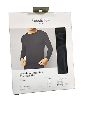 #ad Goodfellow Men#x27;s Size Medium Premium Long Sleeve Thermal Black Ultra Soft Shirt $15.99