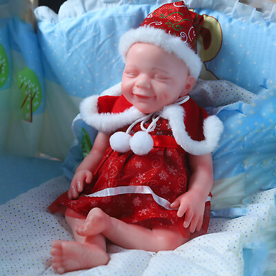 #ad 18.5quot; Newborn Girl Cute Baby Full Body Solid Silicone Doll Reborn Baby Dolls NEW $156.79