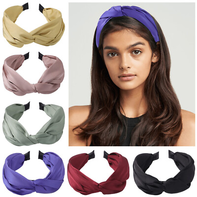 #ad Solid Color Hair Band Twisted Knotted Headband Hair Hoop Hairband For Women $4.29