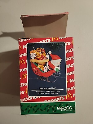 #ad Vintage 1992 Enesco McDonalds #x27;Mc Ho Ho Ho#x27; Christmas Ornament Santa Sleigh $15.00