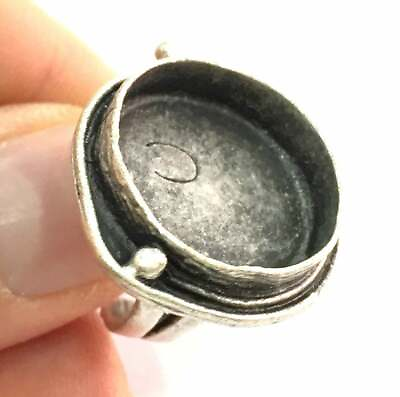 #ad Round Blank Ring Base Bezel Setting Antique Silver Brass Adjustable G5296 $4.95