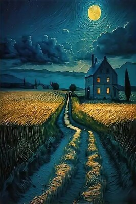 #ad Van Gogh Cypress Wheat Field Colorful Canvas Art Print 15.7quot; x 23.6quot; NEW $11.95