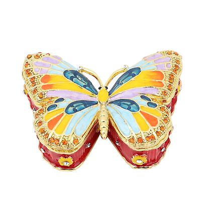 #ad Jewelry Box Crystal Enameled Butterfly Trinket Box Organizer in Dualtone Gifts $18.99
