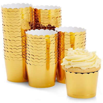 #ad 60 Pack Gold Cupcake Liners Mini Paper Scalloped Baking Cups 1.96 x 1.8quot; $13.49