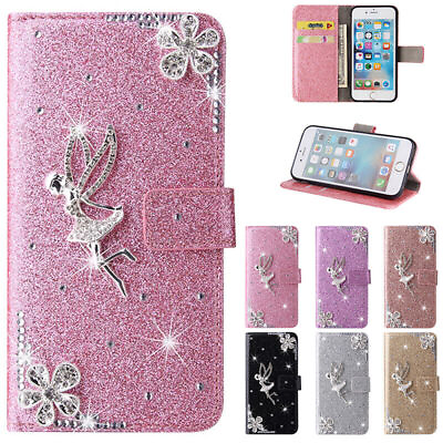 #ad For Samsung S30 S23 S22 S20 FE Plus Angel Leather Wallet Bling Glitter Case $6.70