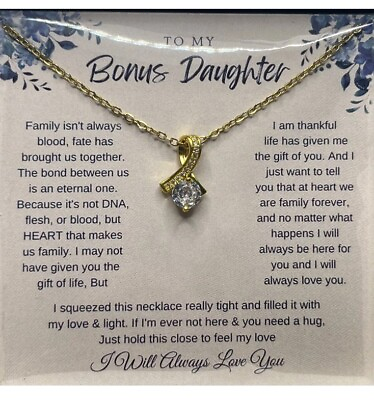 #ad To My Bonus Daughter Gift Necklace For Bonus Daughter Gold Tone New with Box🩷 $15.30