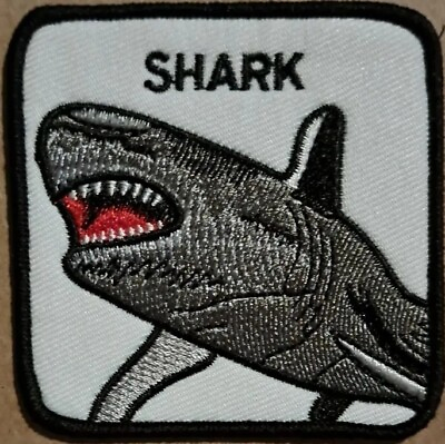 #ad Shark embroidered sew on patch $7.00