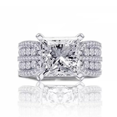 #ad Luxury Gift Princess Cut lab Created 925 Silver Ring Wedding Ring Sz 6 10 $159.00