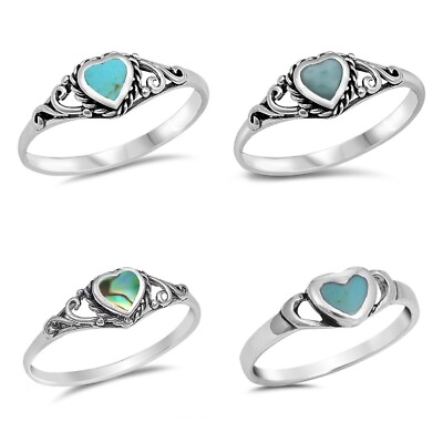 #ad Sterling Silver 925 PRETTY HEART STONE DESIGN RINGS SIZES 4 to 10 $17.77