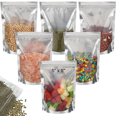 #ad 200 Pcs Stand Up Pouch Bags Sealable Heavy Duty Clear Front with Aluminum Fo... $39.60