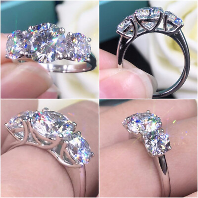 #ad Round Cut Cubic Zircon 925 Silver Plated Ring Elegant Wedding Gift Sz 6 10 C $2.96