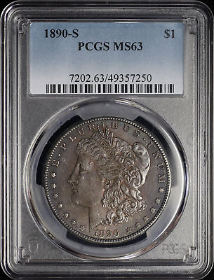 #ad 1890 S Morgan Dollar PCGS MS 63 Amber Toned Reverse $169.00