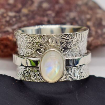 #ad Moonstone Ring 925 Sterling Silver Spinner Handmade Statement Jewelry AER001 $11.02