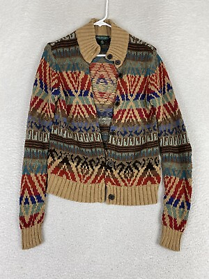 #ad Ralph Lauren Jeans Co. Aztec Southwestern Print Button Front Cardigan Sz S $29.88