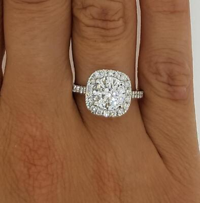 #ad 2.55 Ct Halo Pave Round Cut Diamond Engagement Ring VVS1 D White Gold 14k $10051.00