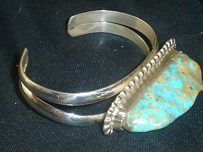 #ad Unique Navajo Sterling Silver Turquoise Bracelet Native American Dead Pawn $180.74