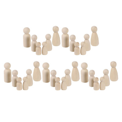 #ad Unpainted Wooden Peg Dolls Assortment of 30 for Crafters and Artists $12.78