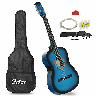 38quot; Beginner Package Guitar Kids Musical Gift BLUE Acoustic Guitar Starter Child $26.59