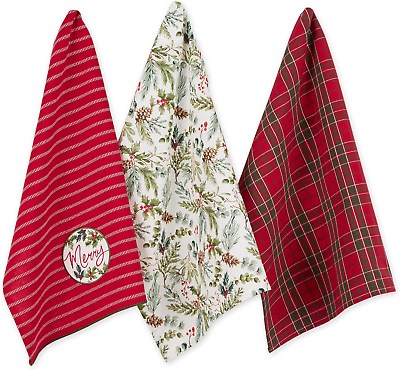 #ad DII Vintage Christmas Tea Towels Decorative Holiday Kitchen Dish Towel Set 18x2 $28.26