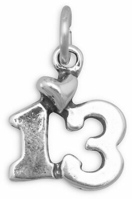 #ad 12x13mm 13 Charm .925 Sterling Silver $28.95
