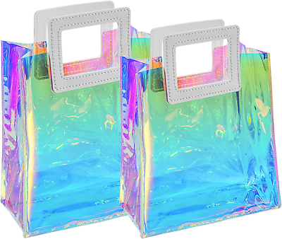 #ad Iridescent Large Gift Bags 2 Pack 11 * 9.8 * 5.3 Inch with Handles for Women Gi $9.99
